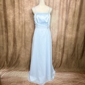 Impression Blue Formal Dress Maxi Sleeveless Layered Mesh Bedazzled Prom Fairy